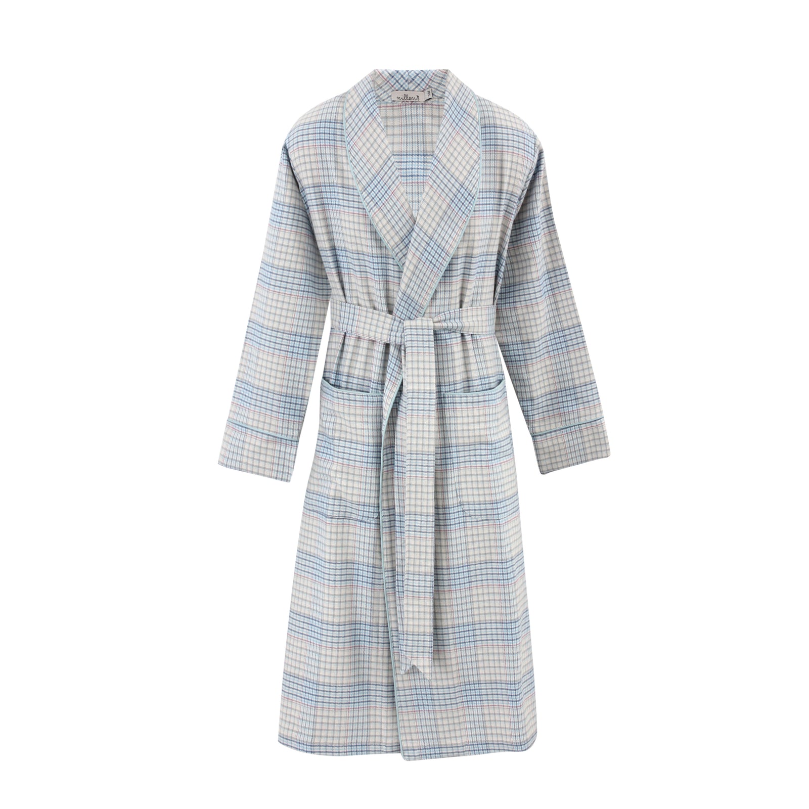 Blue/Grey Check Piping Robe