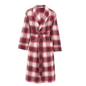 Wine Red Check Piping Robe