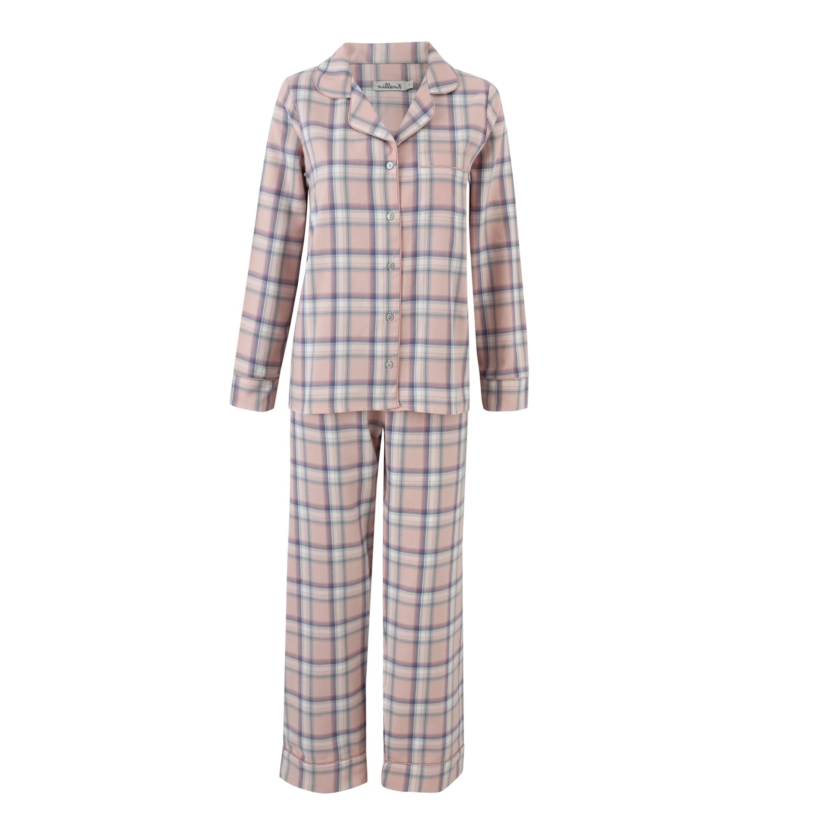 Rose/Blue Checks Warm Cotton Pyjama Set