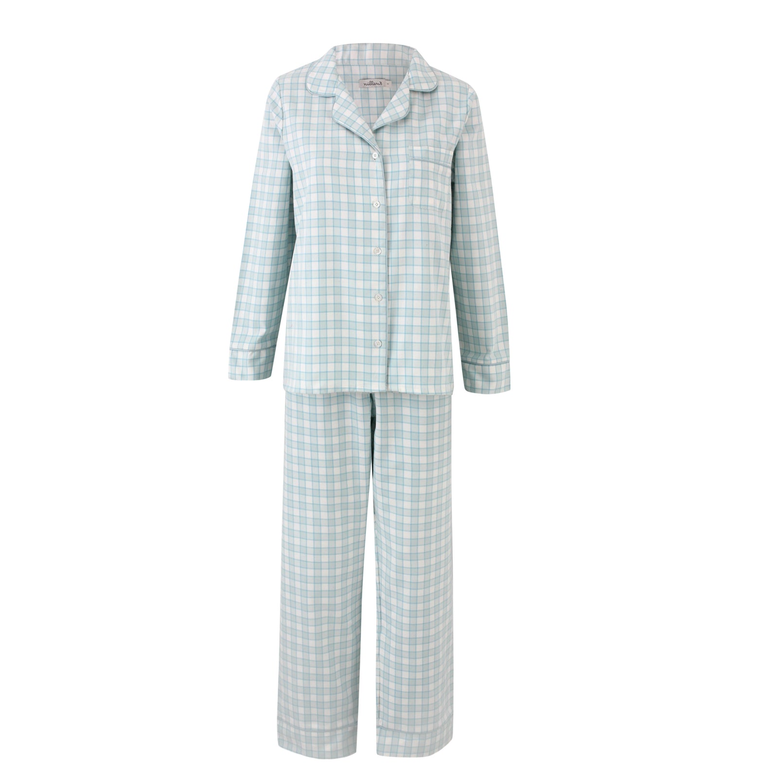 Aqua/White Checks Warm Cotton Pyjama Set