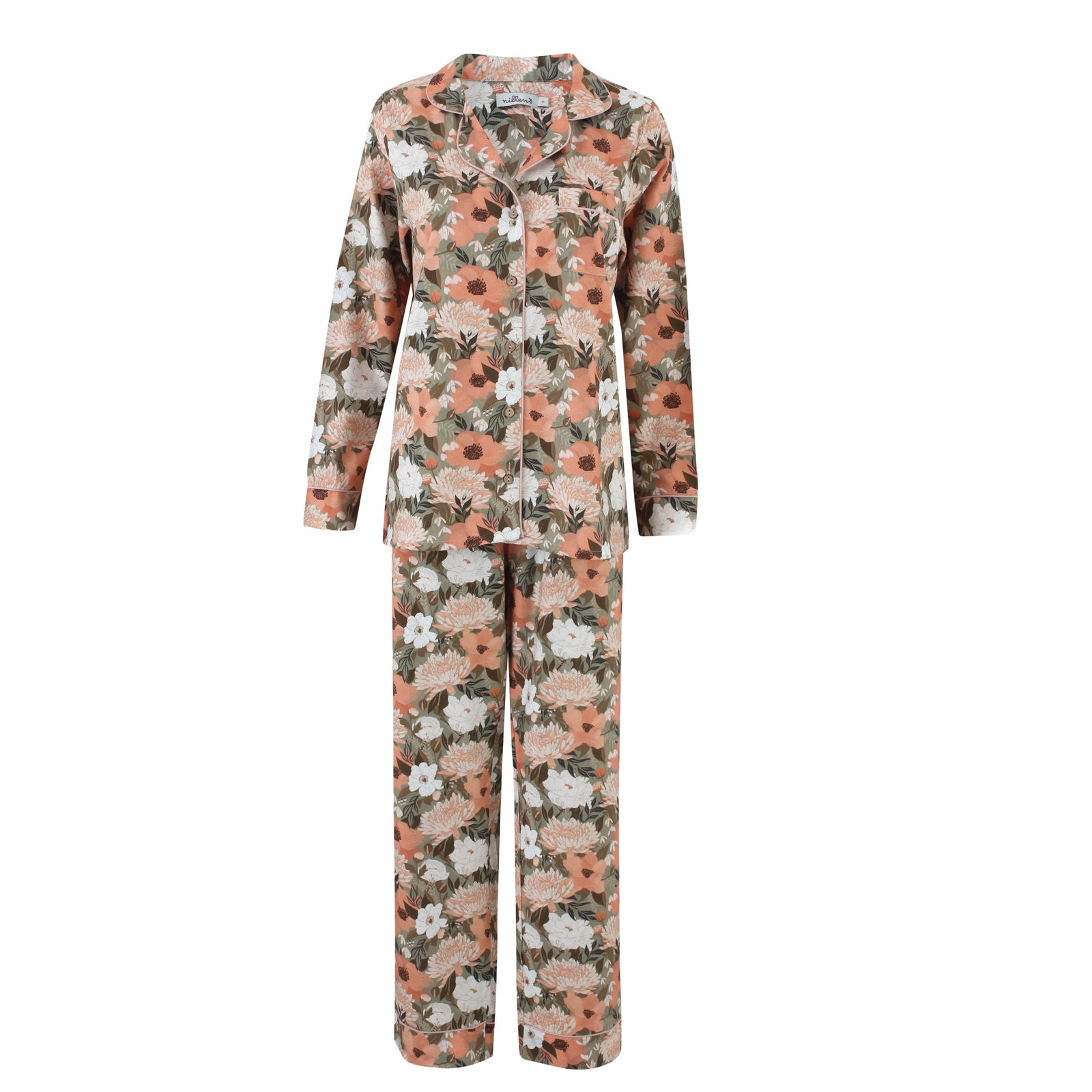 Coral Garden Warm Cotton Pyjama Set