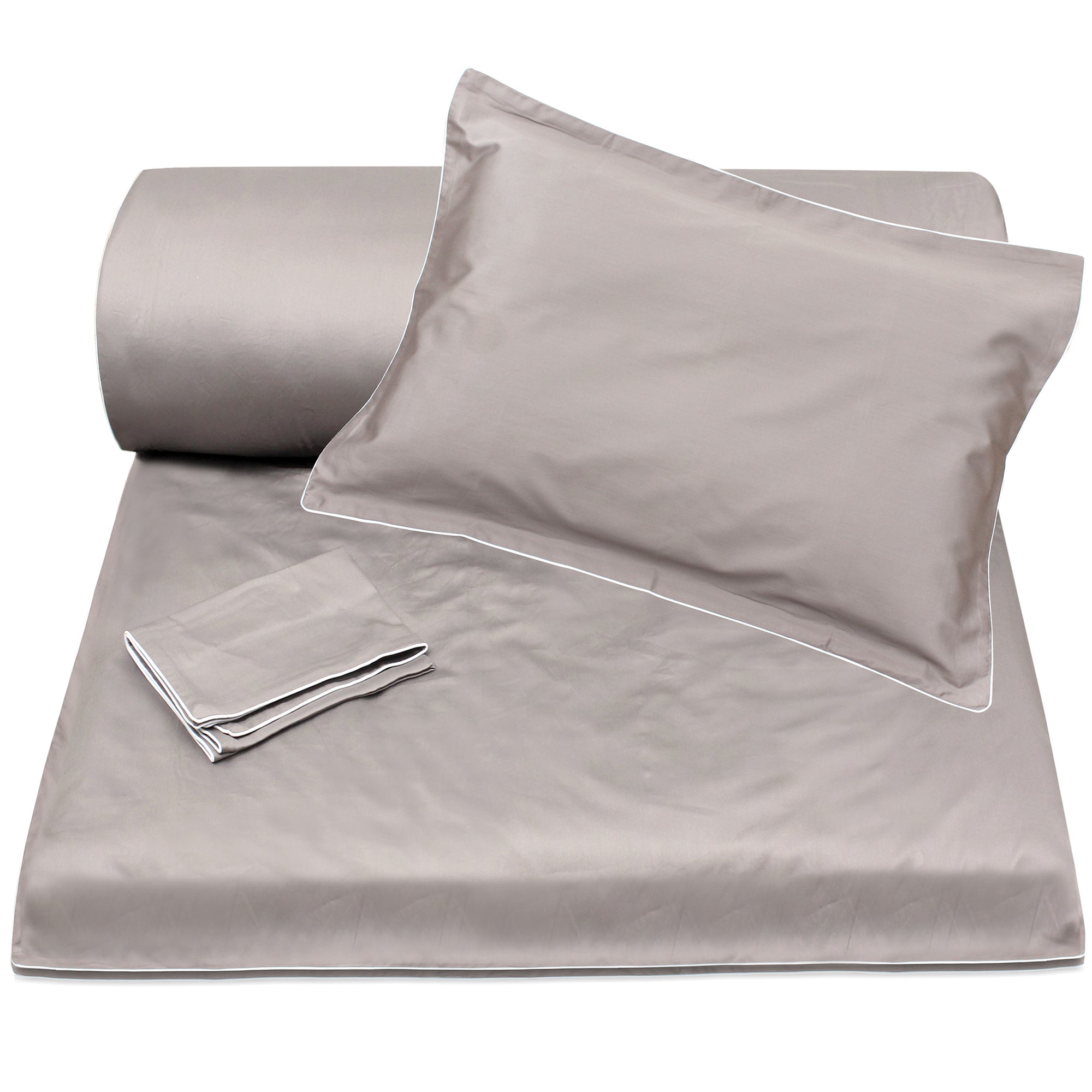 Dark Grey Duvet/White Piping  + Pillowcases (600 TC)