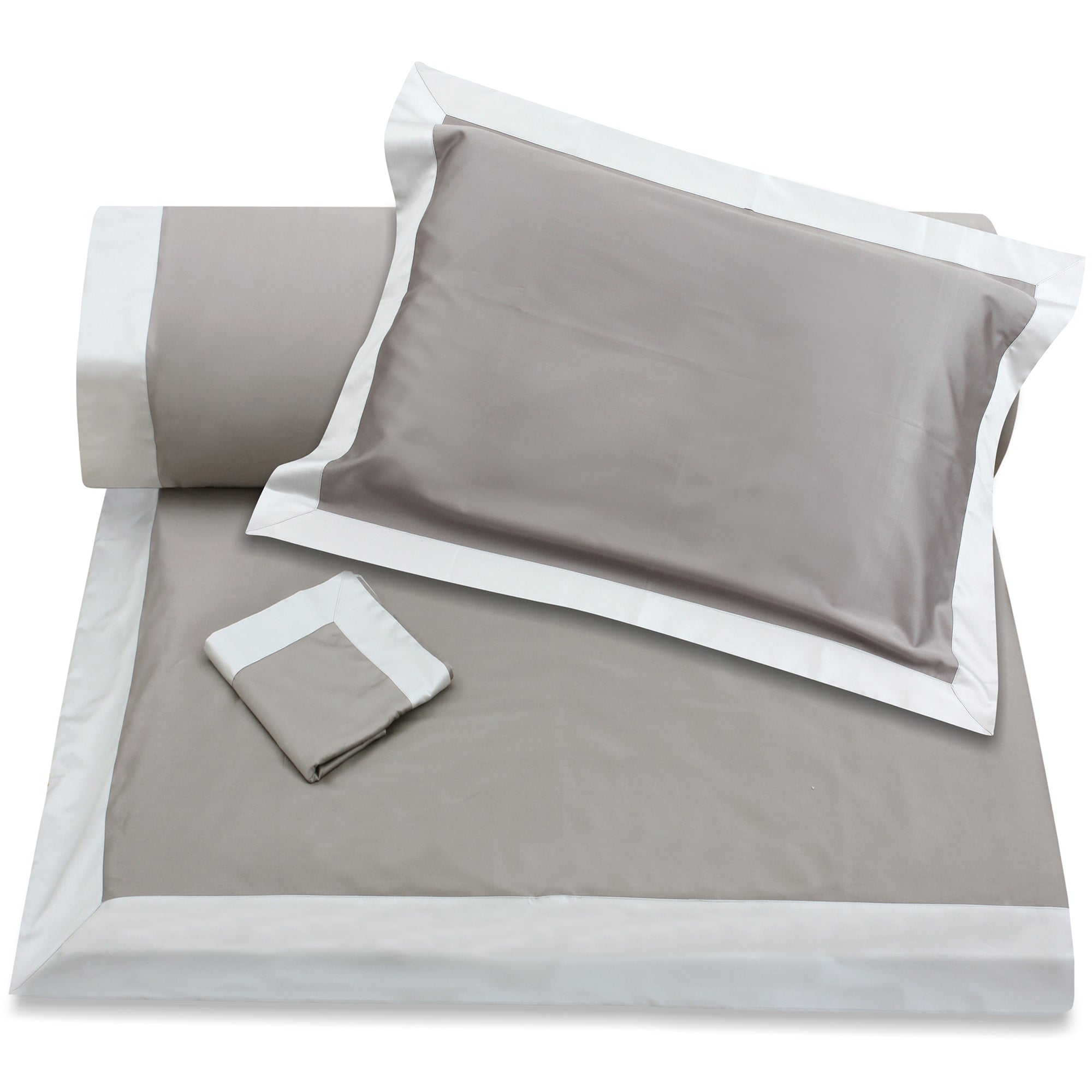 Dark Grey/Silver Border Duvet + Pillowcases (600 TC)