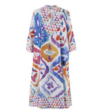 Mozaic Ikat Cotton Kaftan Dress
