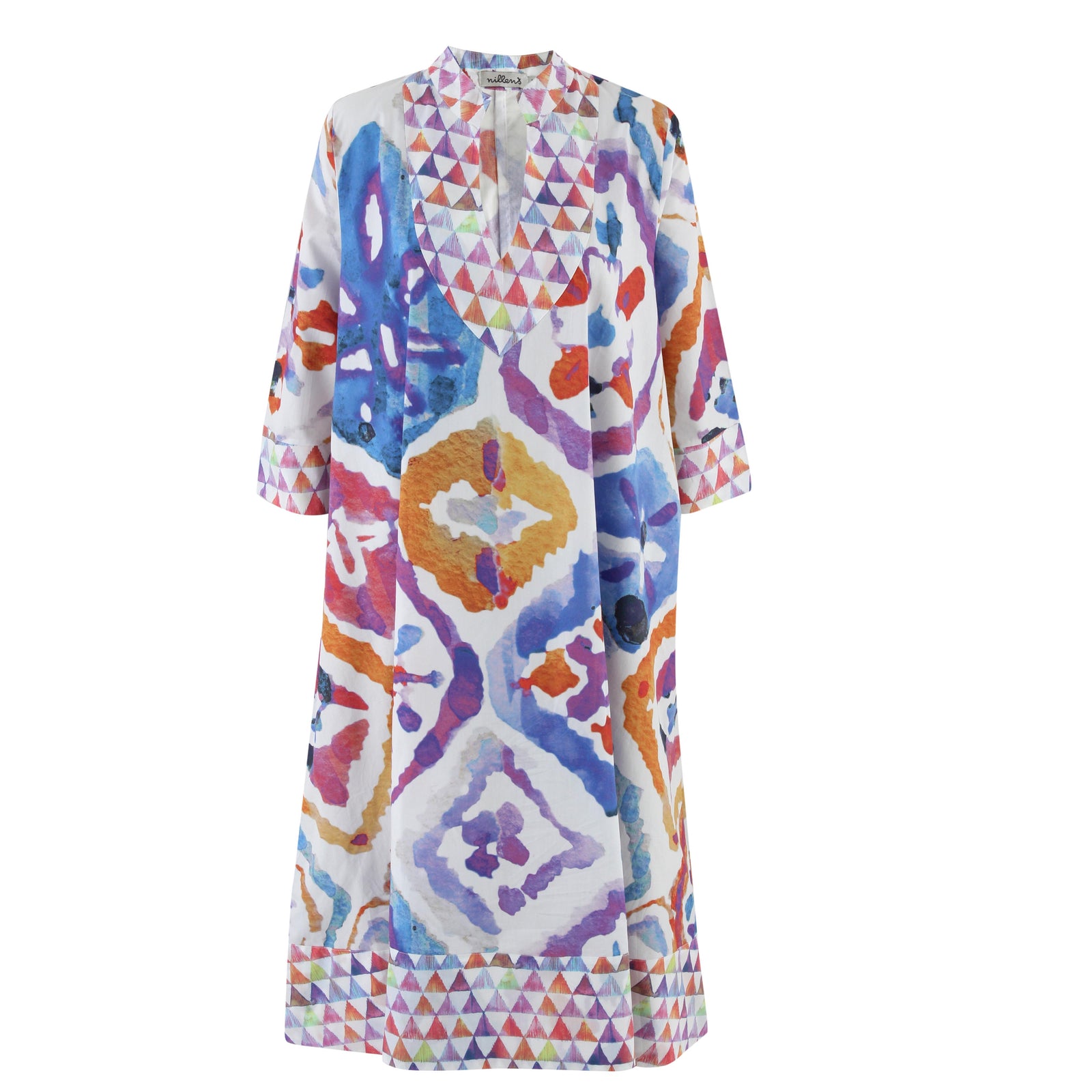 Mozaic Ikat Cotton Kaftan Dress