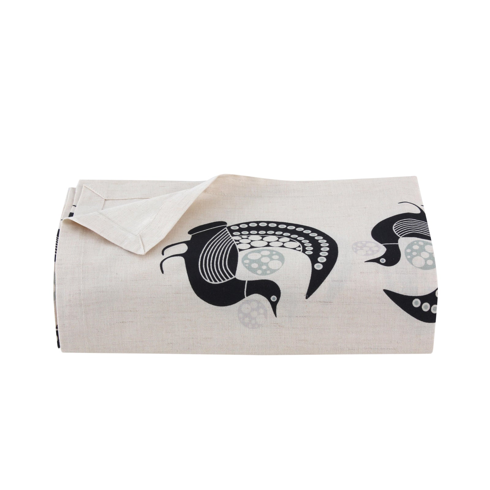 Black Peacock Linen Tablecloth