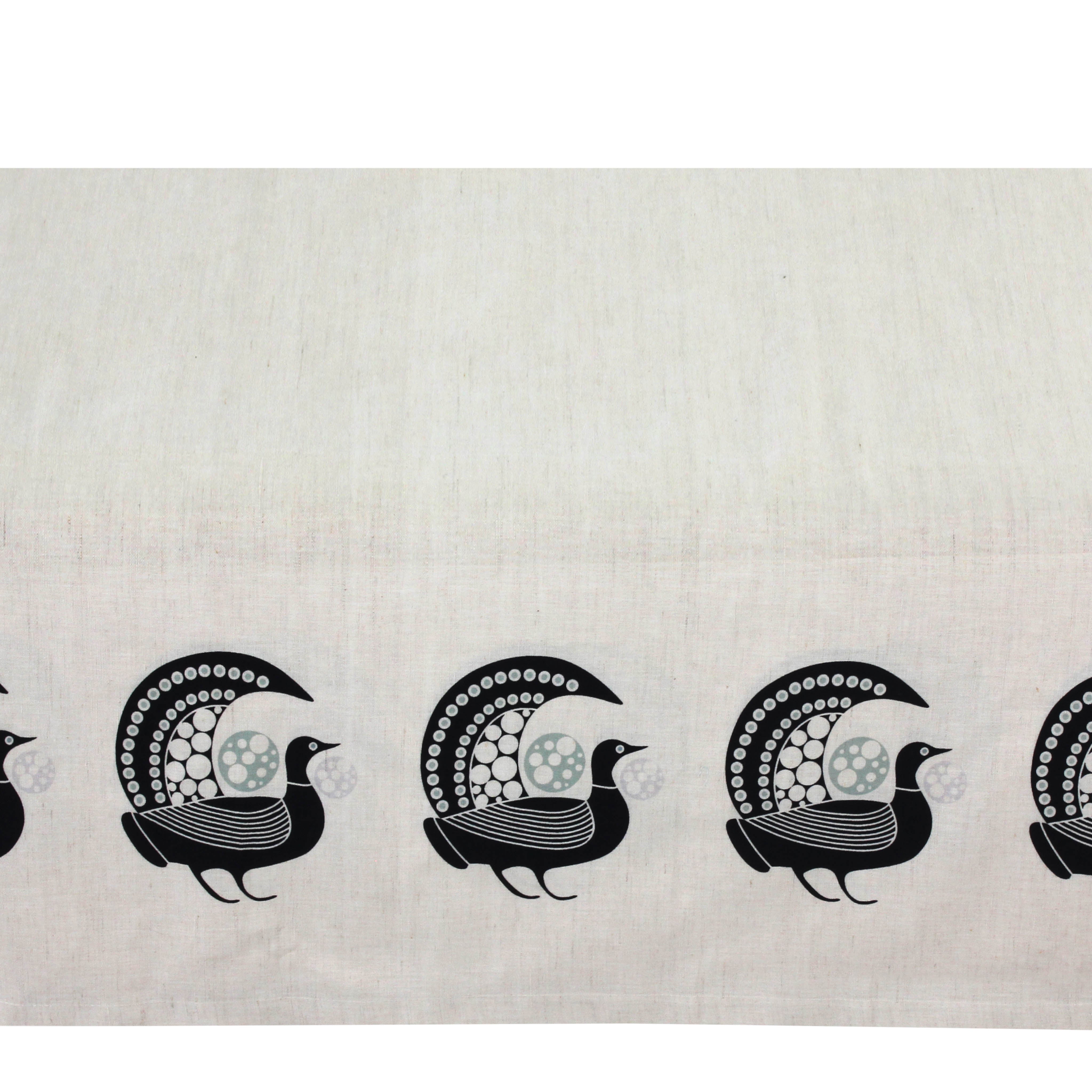 Black Peacock Linen Tablecloth