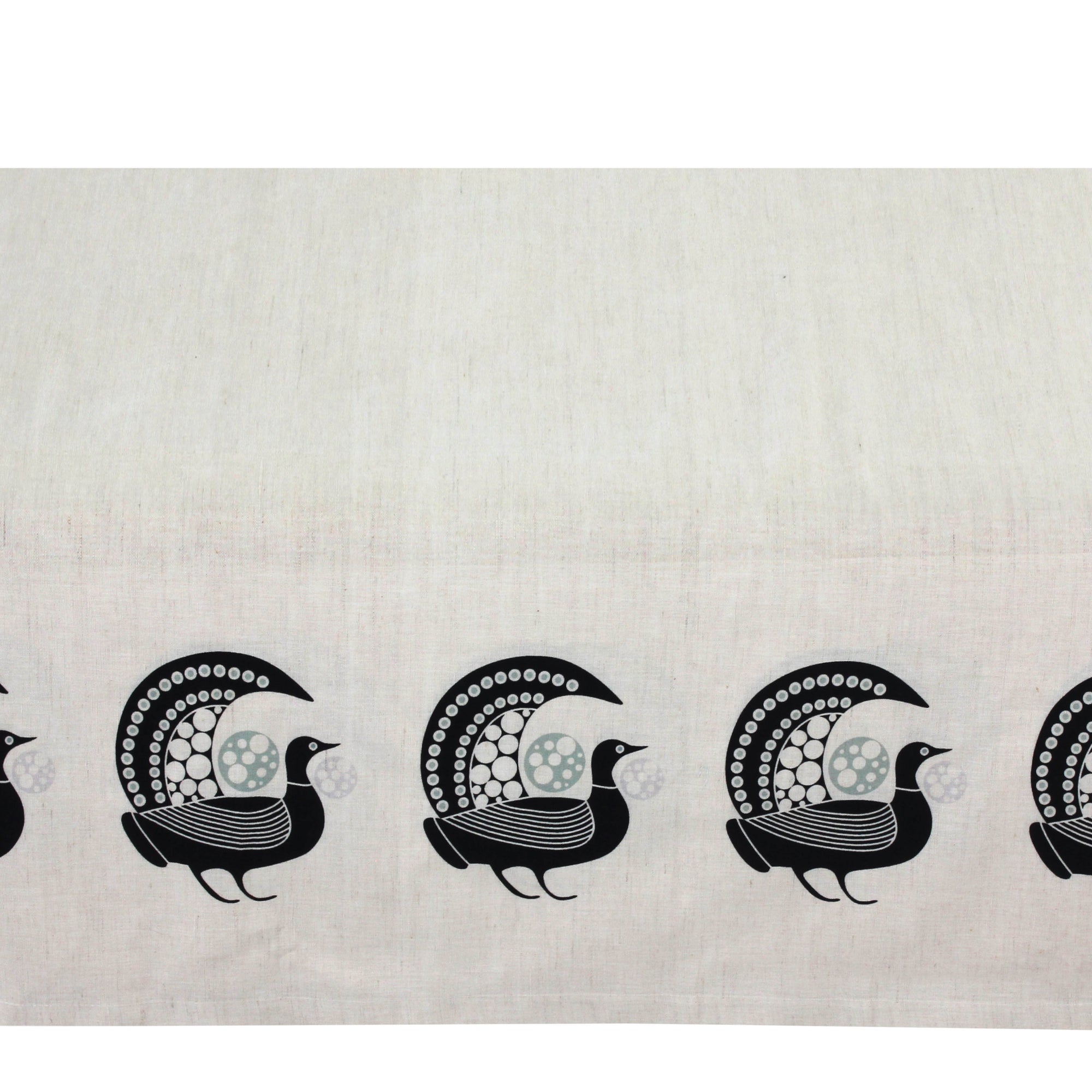 Black Peacock Linen Tablecloth