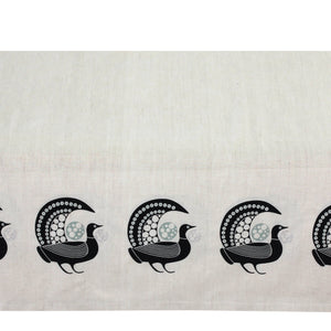Black Peacock Linen Tablecloth