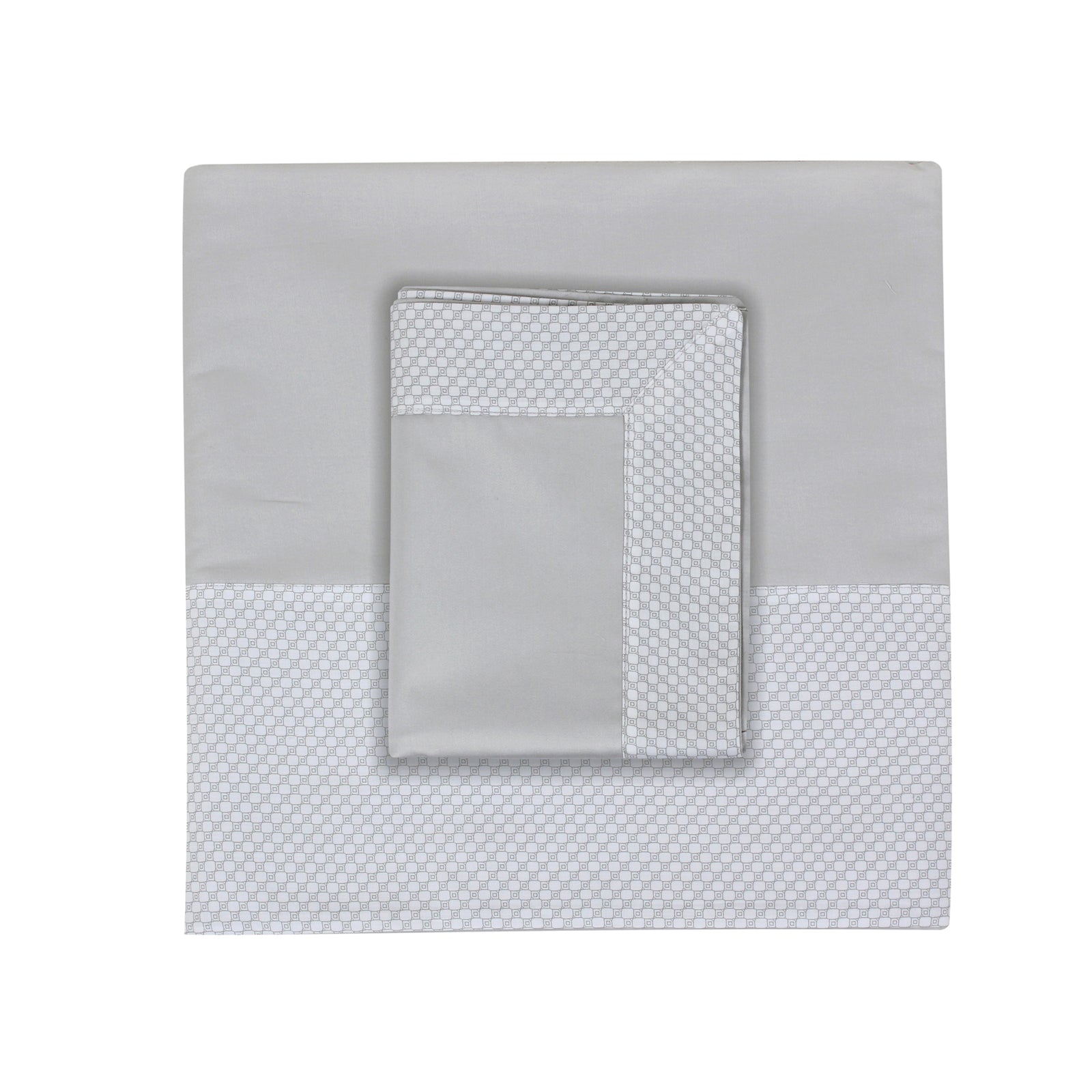 Grey Squares Border Sheet + Pillowcases (600 TC)