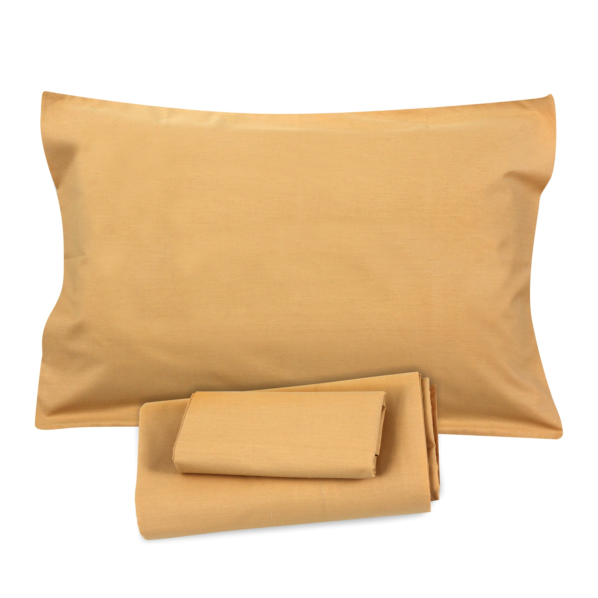 Saffron Yellow Flat Sheet + Pillowcases (350 TC)