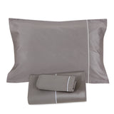 Dark Grey With White Piping Sheet + Pillowcases (600 TC)