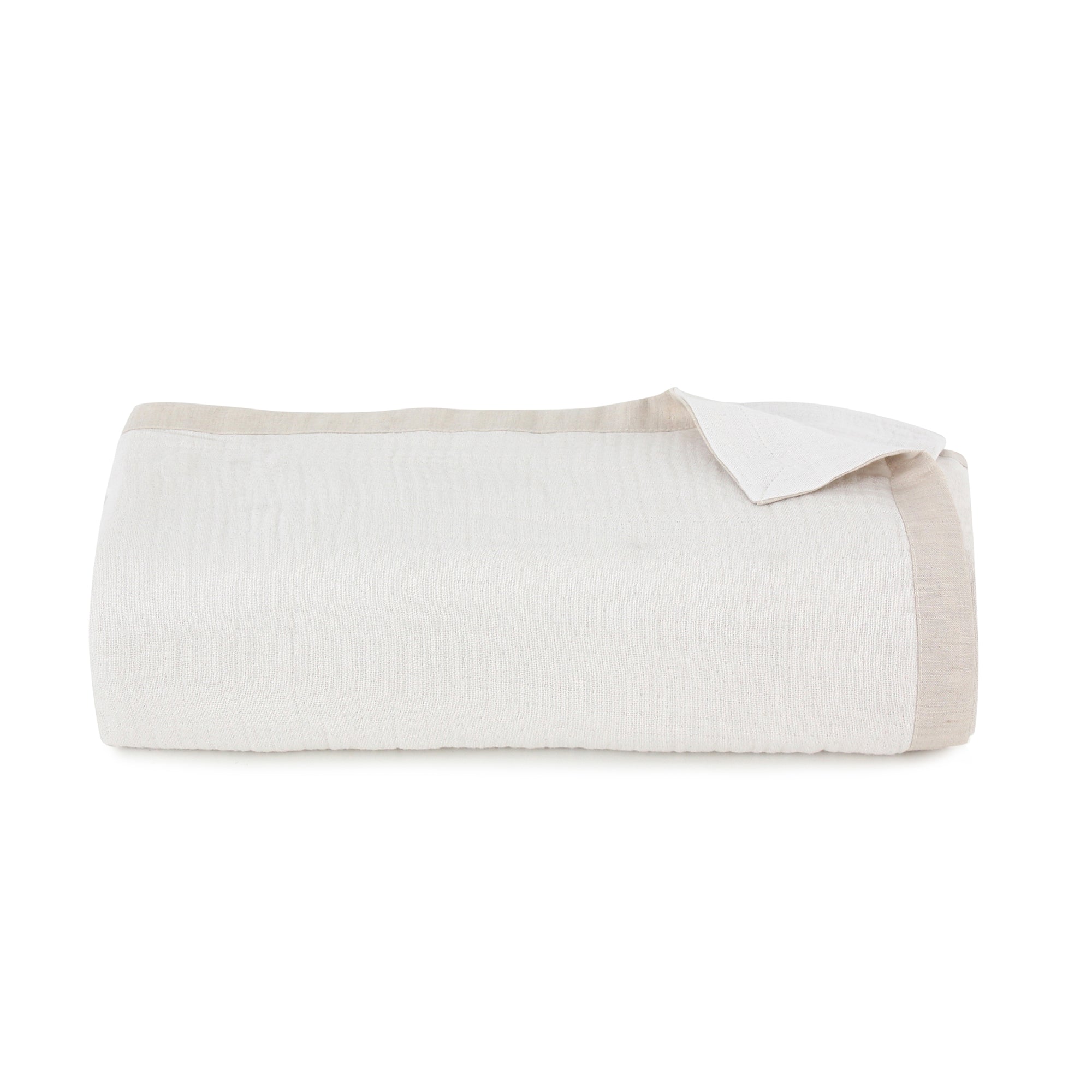 Beige Cotton Frame Muslin Throw Blanket