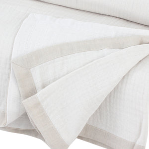 Beige Cotton Frame Muslin Throw Blanket