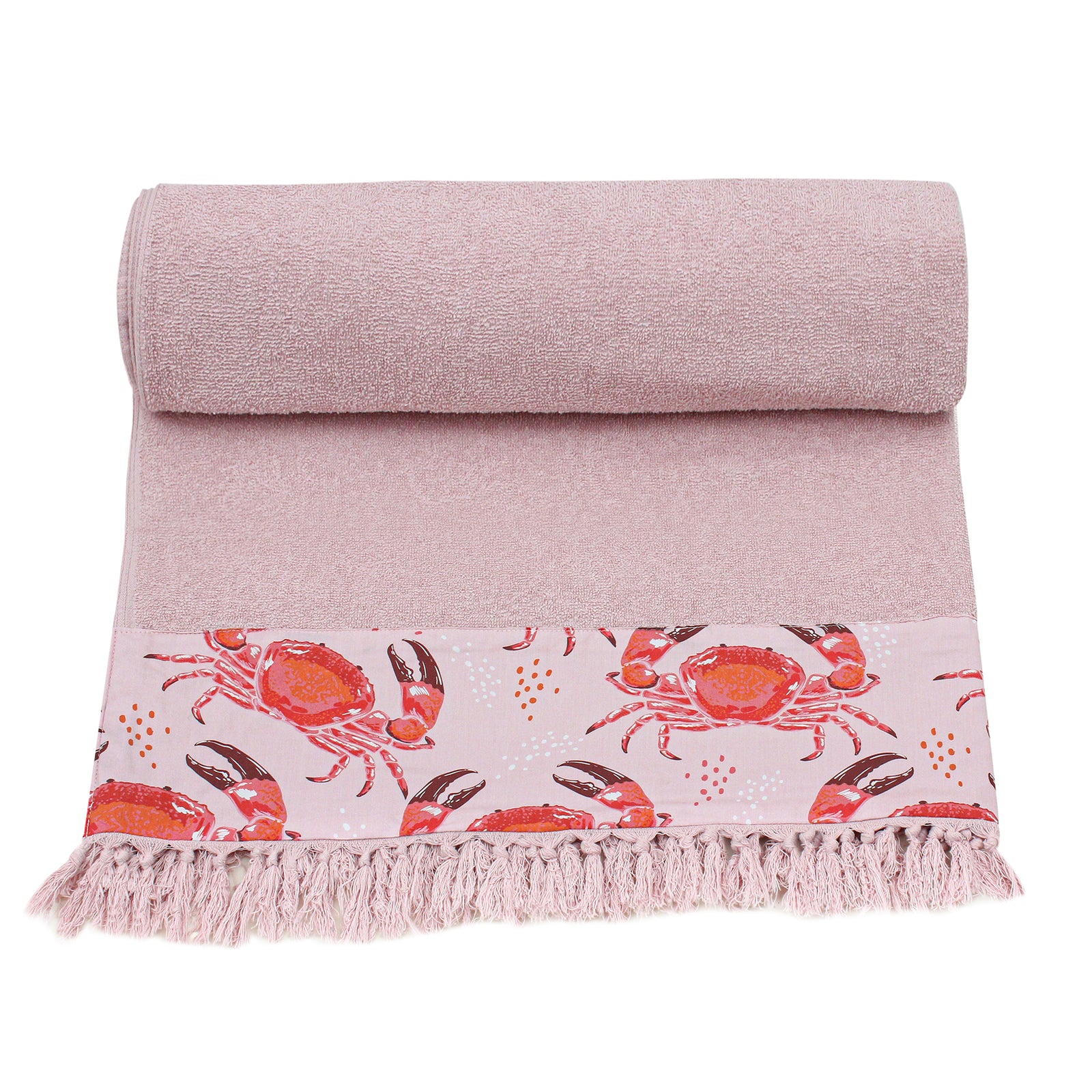 Pink Crabs Beach Towel