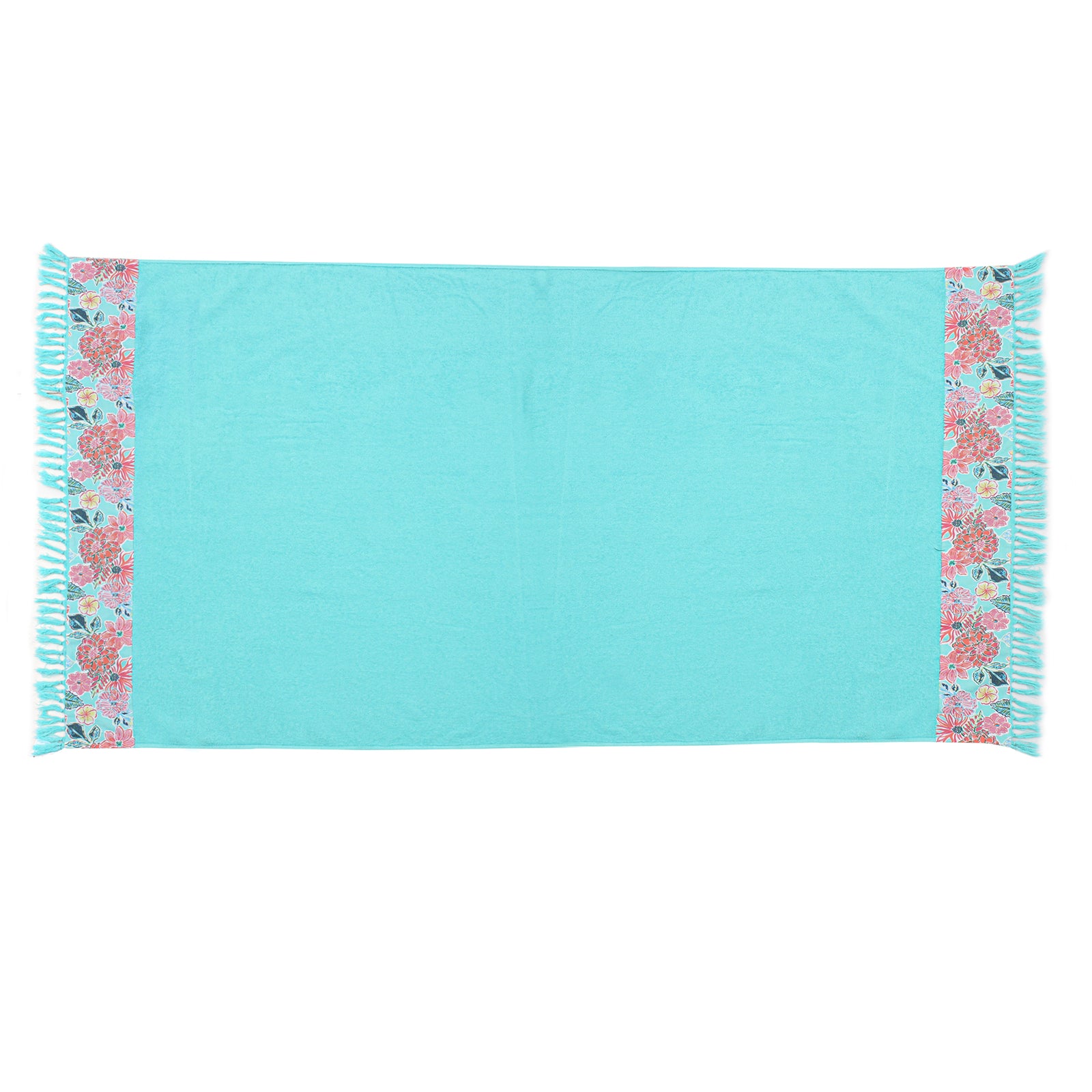 Aqua Florals Beach Towel