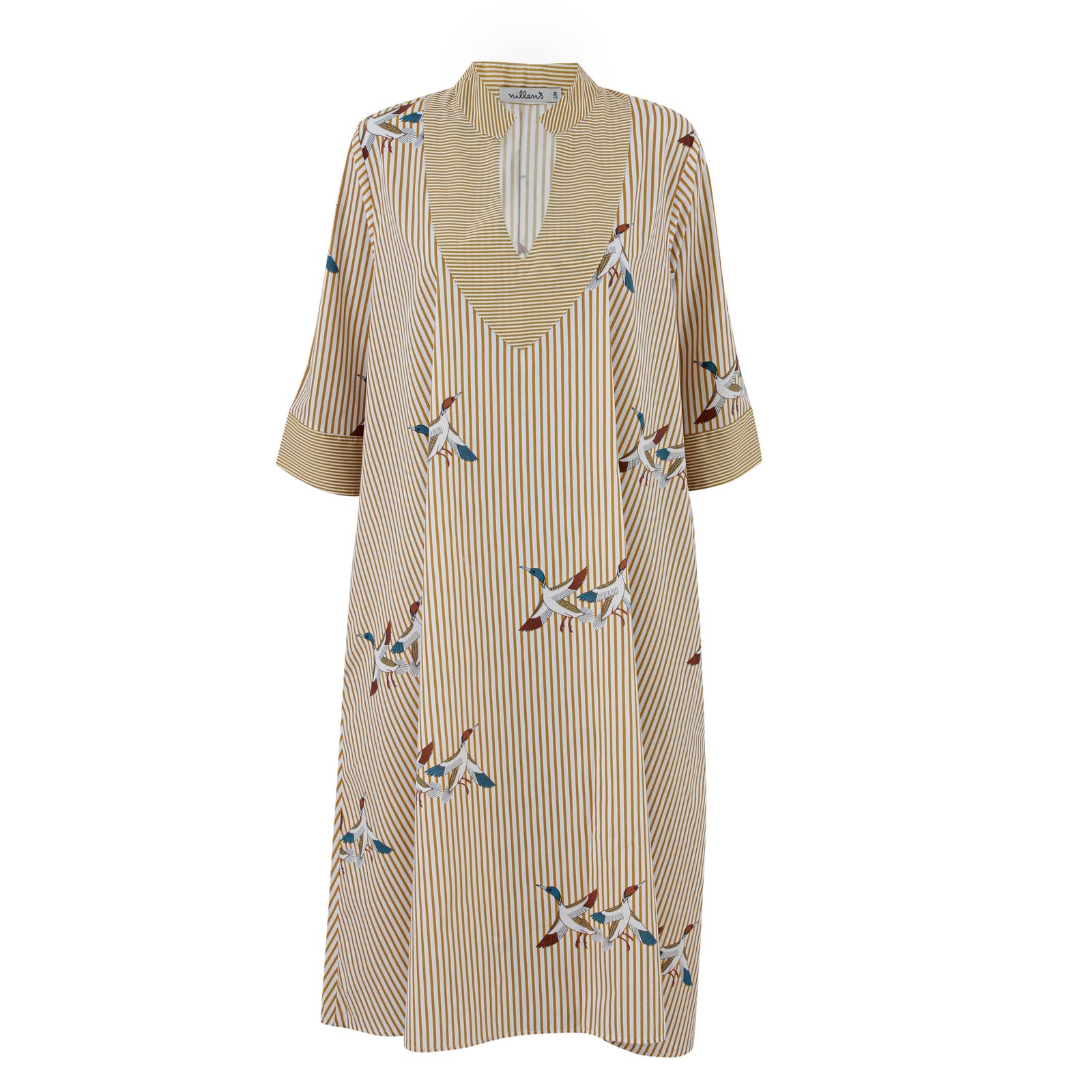 Yellow Nile Goose Cotton Kaftan Dress