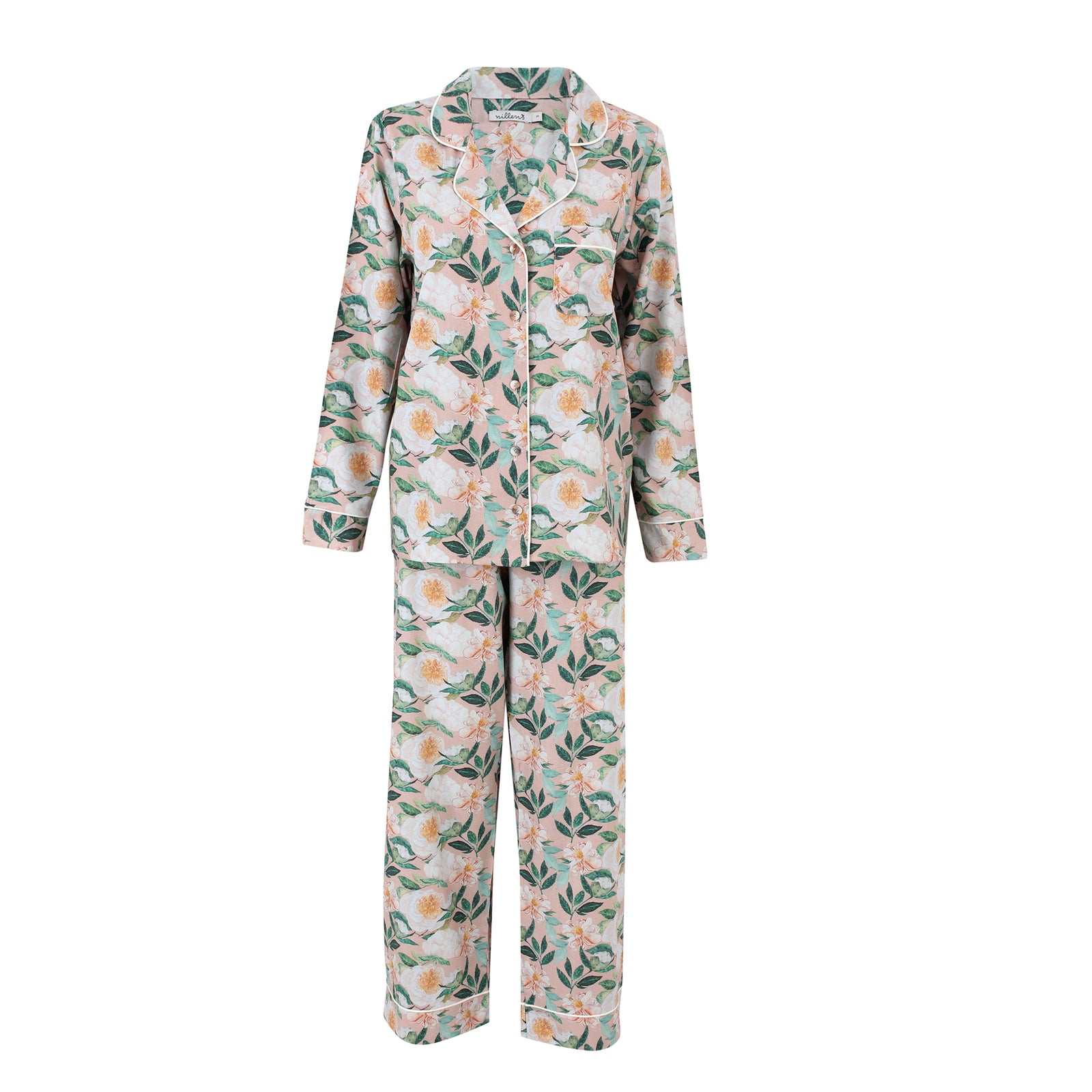 Peach Peonies Warm Cotton Pyjama Set