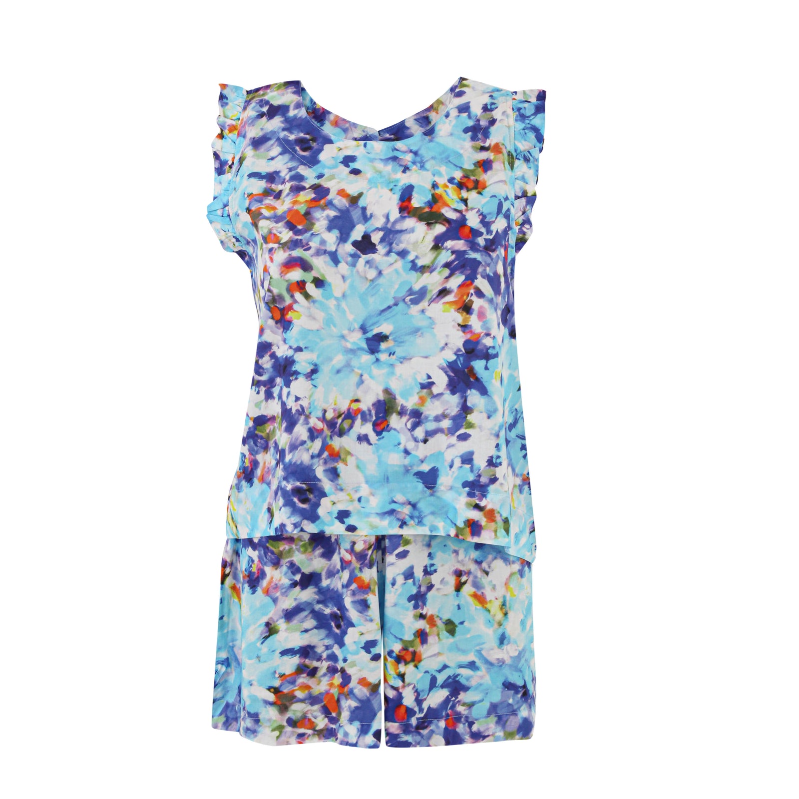 Blue Petal Strokes Short Set