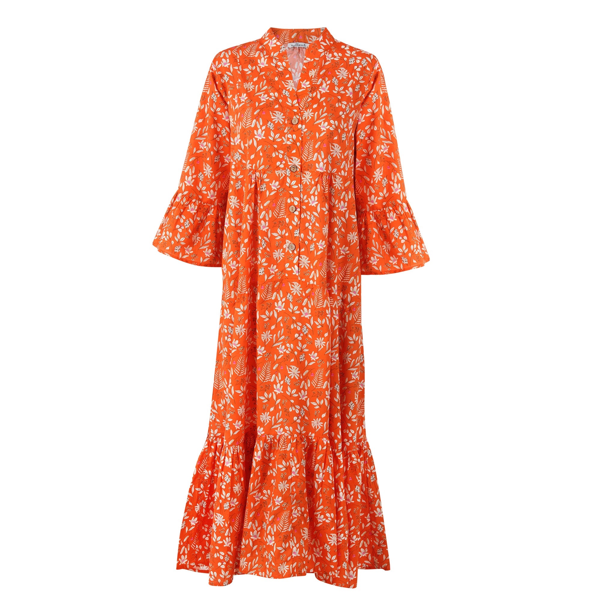 Orange Florals Fez Dress