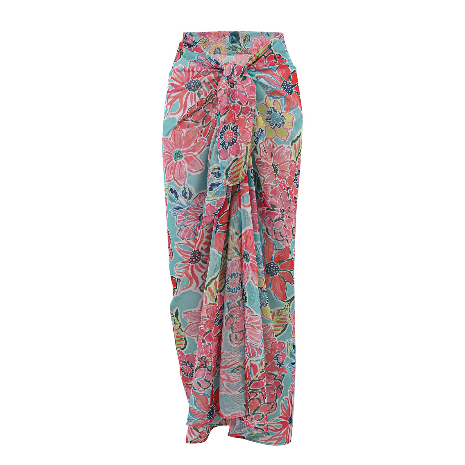 Aqua Florals Pareo Wrap