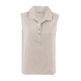 Beige Sleeveless Linen Blouse