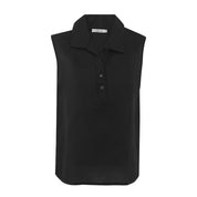 Black Sleeveless Linen Blouse