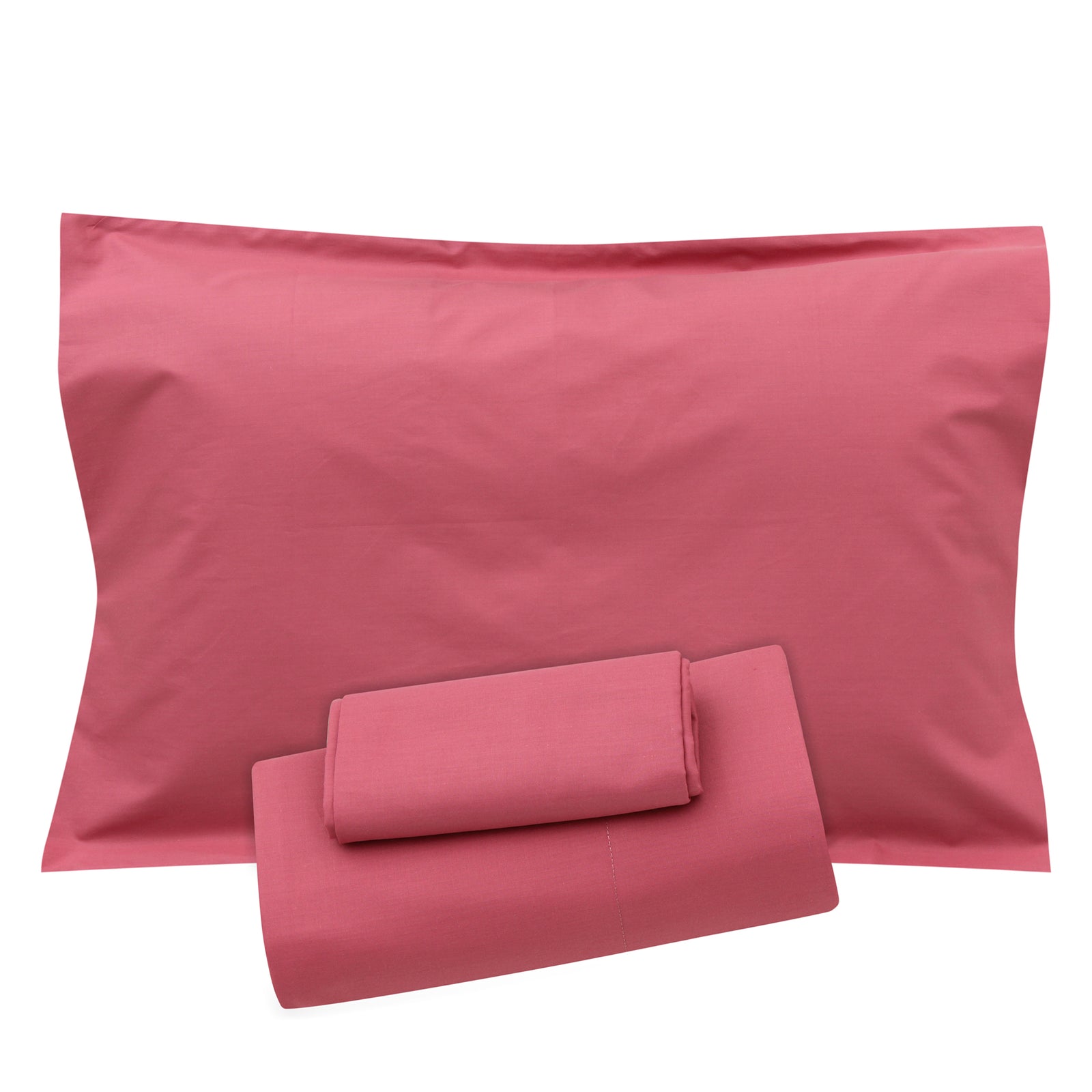 Raspberry Flat Sheet + Pillowcases (350 TC)