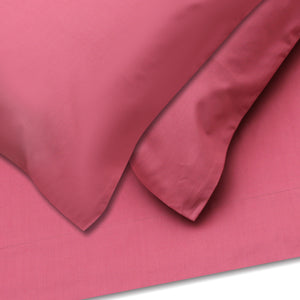 Raspberry Flat Sheet + Pillowcases (350 TC)