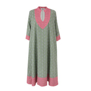 Olive Leaf Linen Kaftan Dress