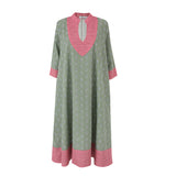 Olive Leaf Linen Kaftan Dress