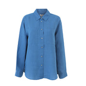 Blue Linen Long Sleeve Shirt