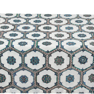 Blue Arabesque Linen Tablecloth