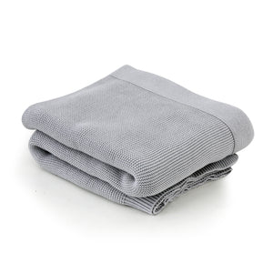 Grey Cotton Knit Throw Blanket