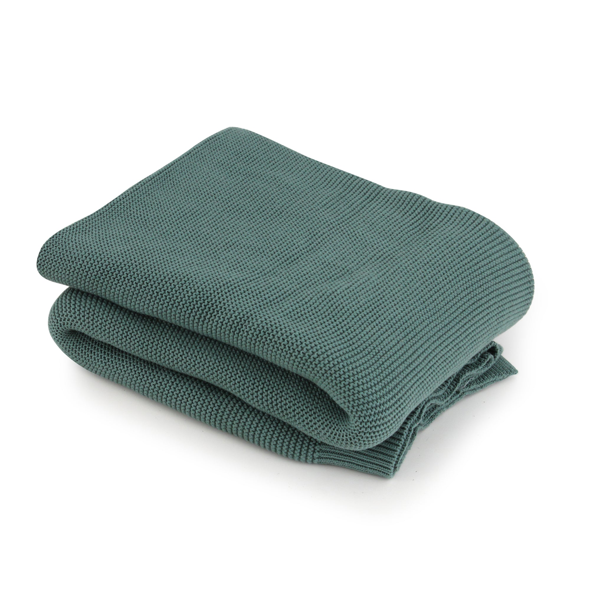 Olive Cotton Knit Throw Blanket