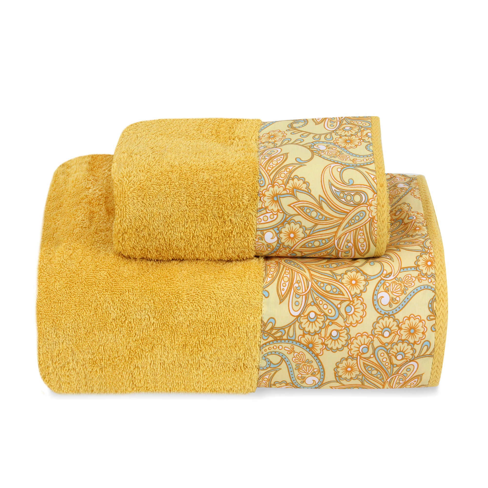 Yellow Paisley Bath Towel Set