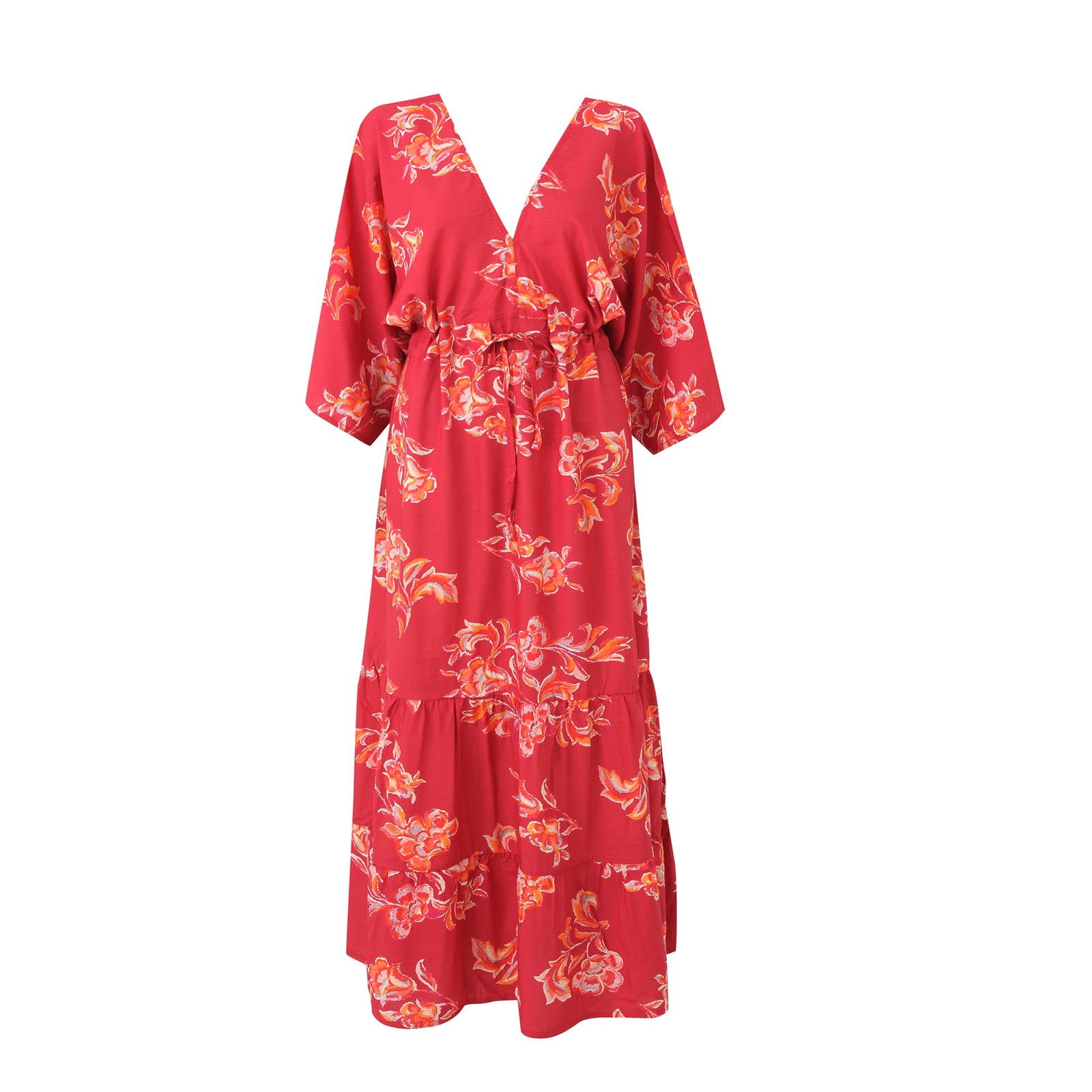 Burgundy Fiery lris Tie Front Dress