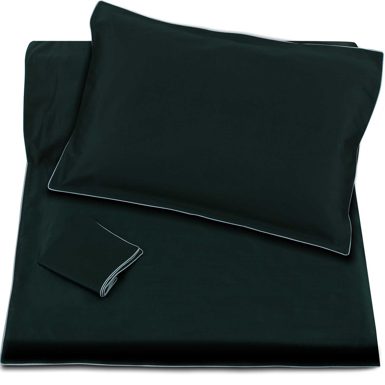 Dark Teal\/Blue Piping Duvet + Pillowcases (600 TC)