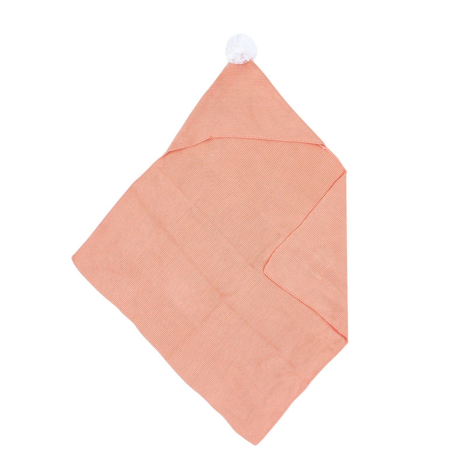 Melon Knitted Hooded Newborn Blanket with Pompom