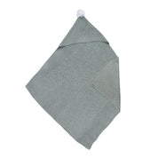 Sage Green Knitted Hooded Newborn Blanket with Pompom