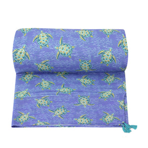 Azure Turtle Printed Beach Towel