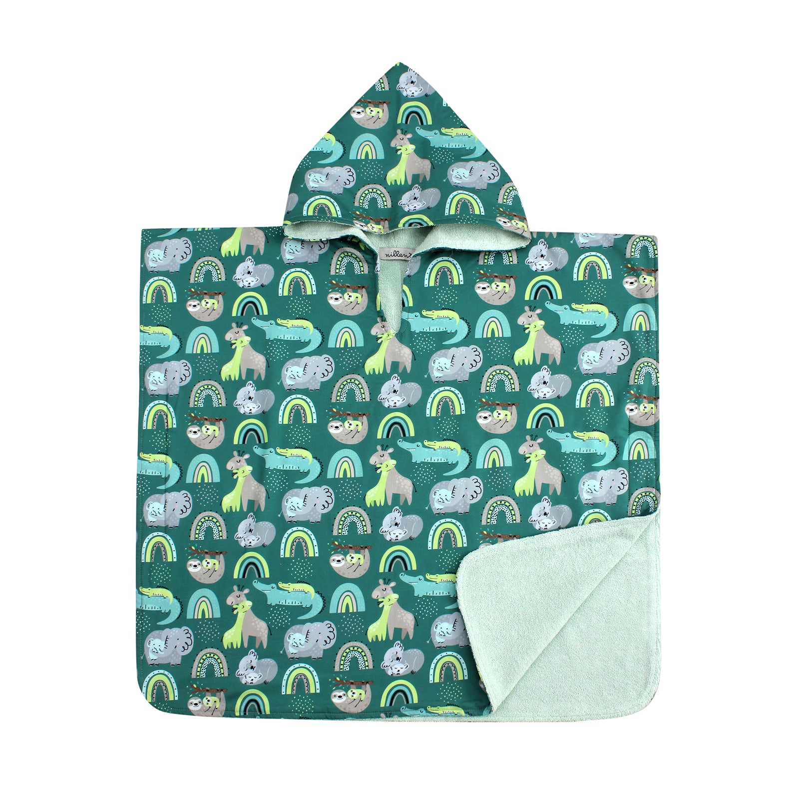 Green Rainbows Large Bathing Poncho