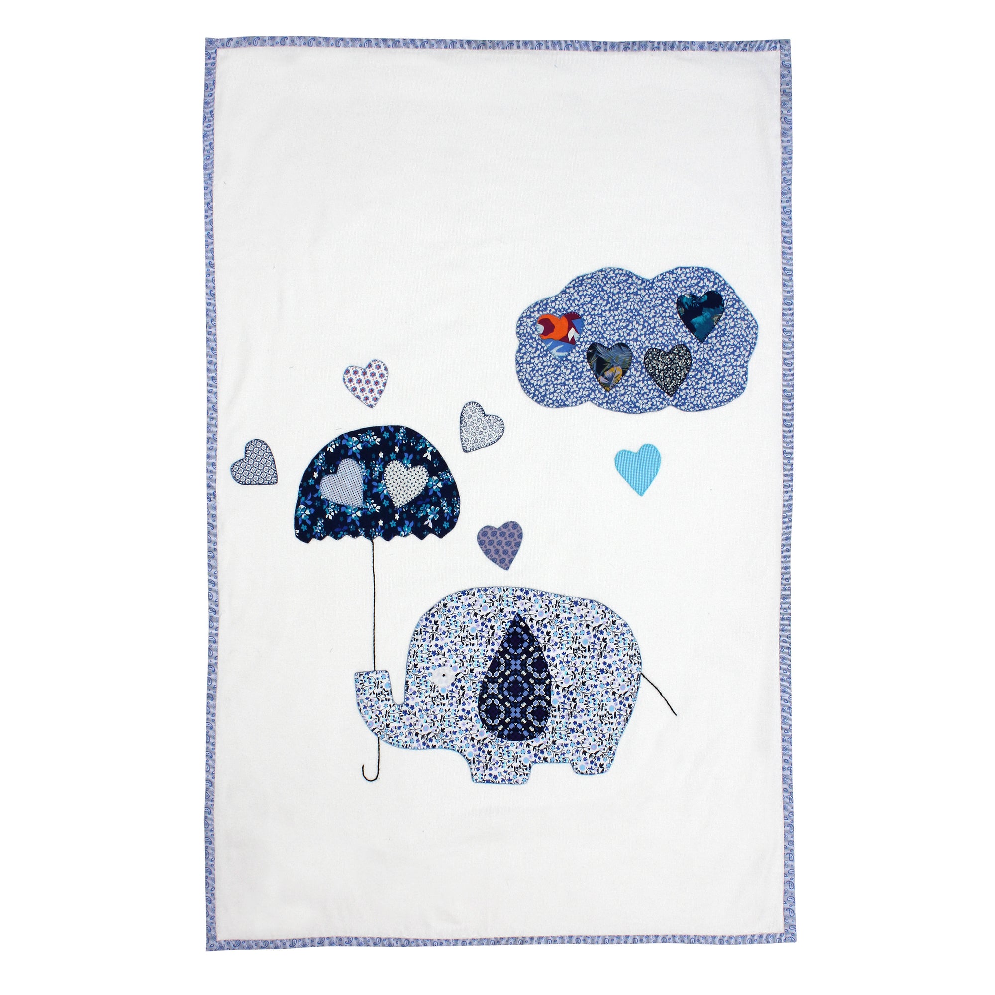 Patchwork Elephant Baby Blanket (Blue)