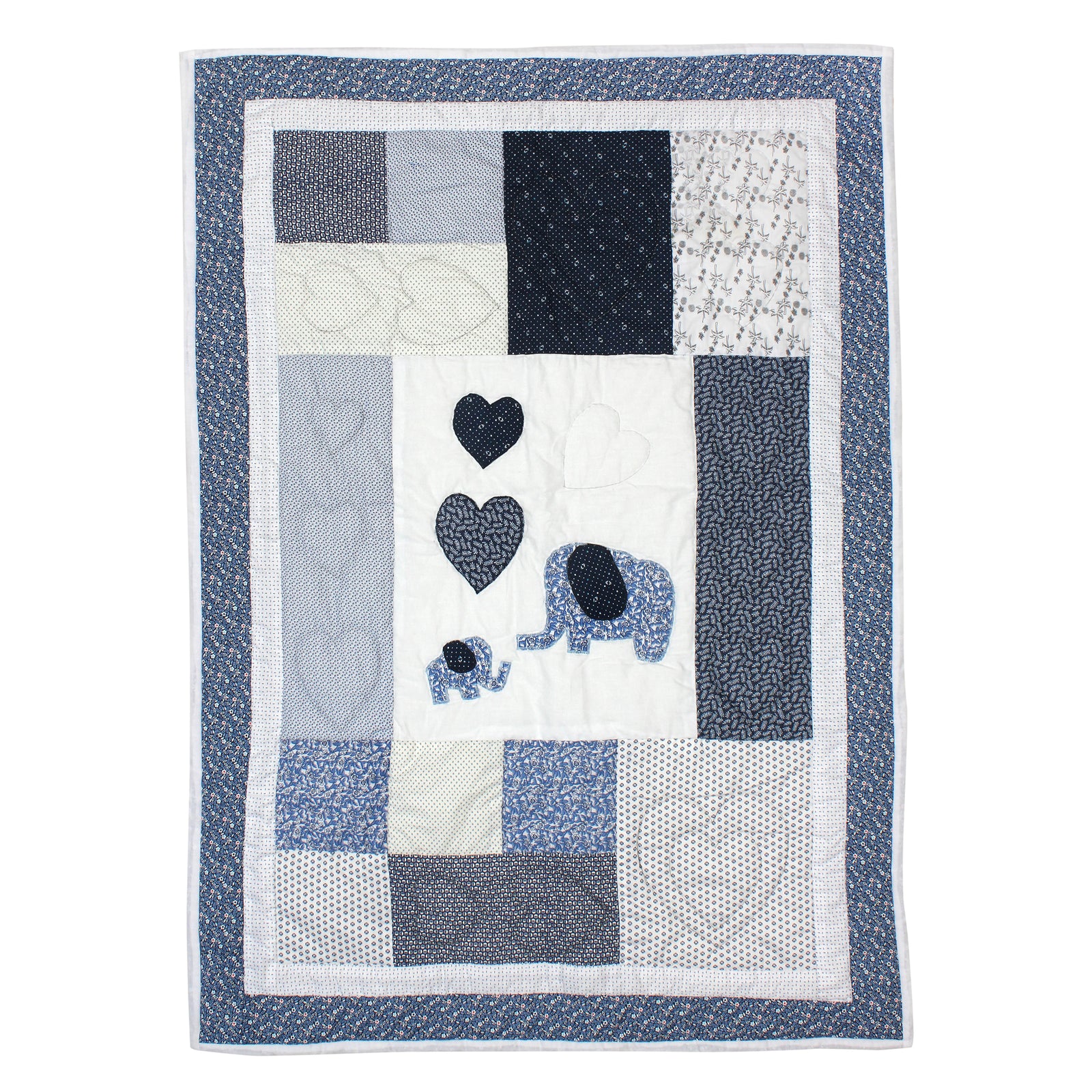 Patchwork Elephant Quilt (Blue)