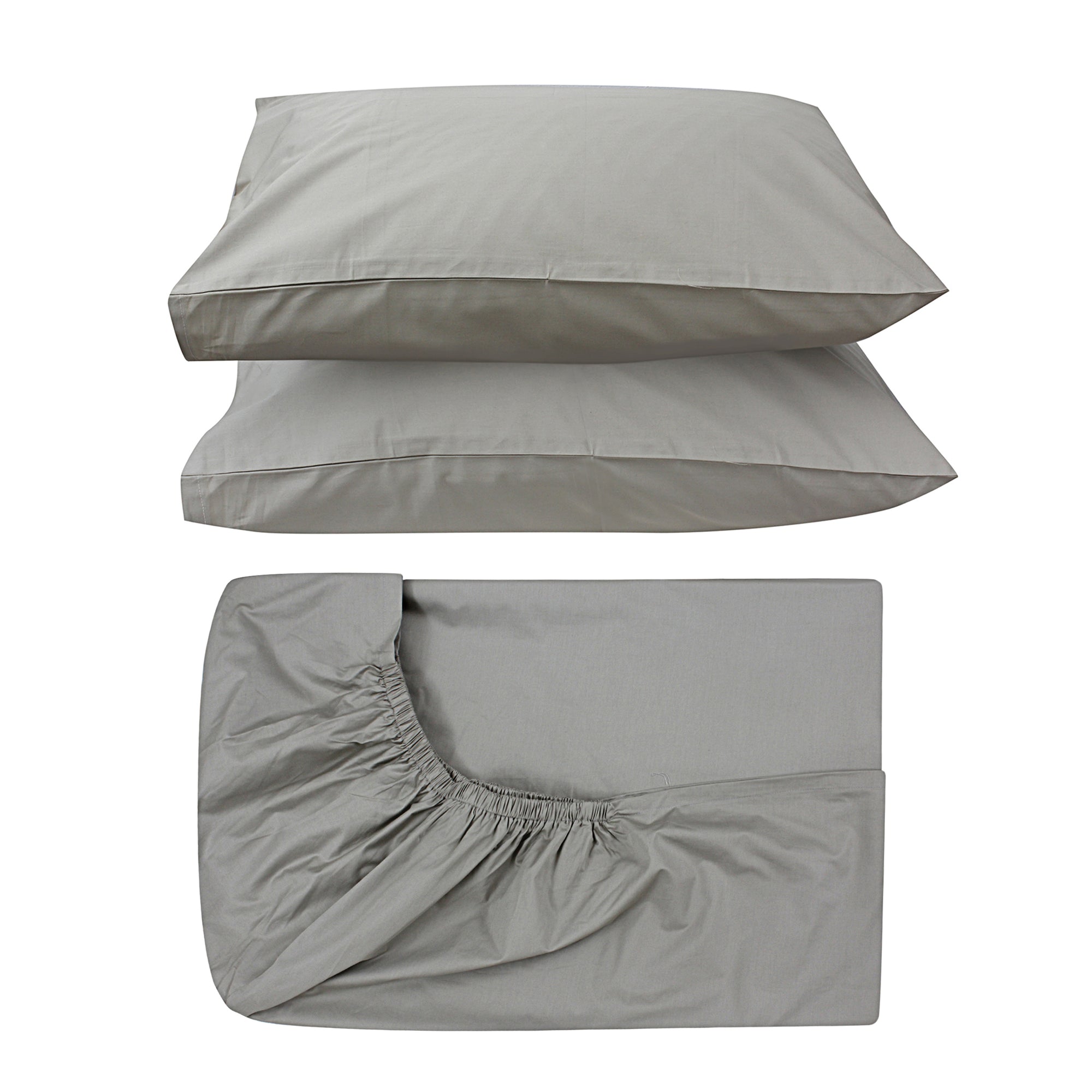 Khaki Fitted Sheet + Pillowcases (400 TC)