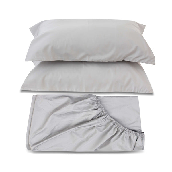Silver Grey Fitted Sheet + Pillowcases