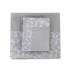 Grey Paisley Sheet + Pillowcases (600 TC)