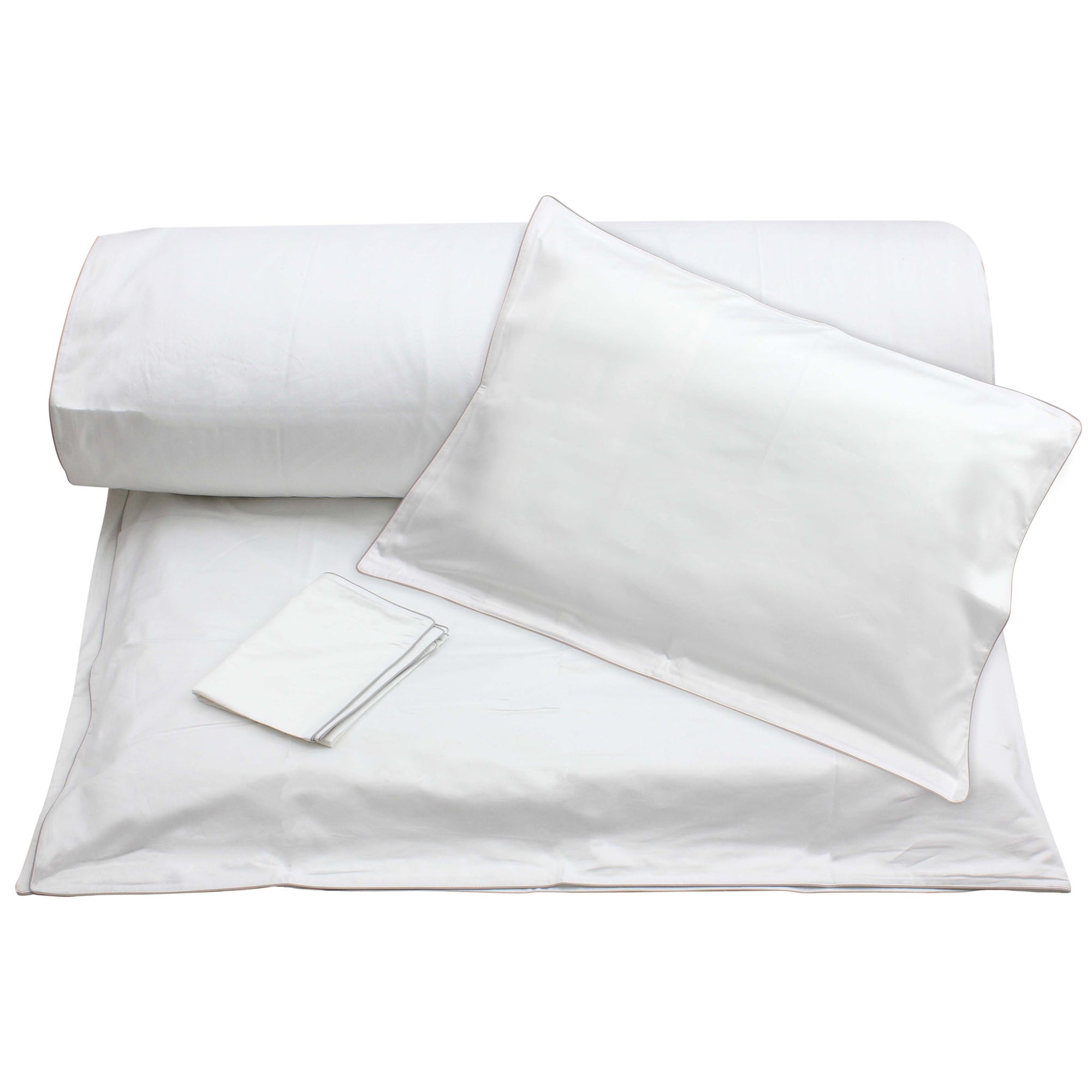White Duvet with Grey Piping + Pillowcases (600 TC)