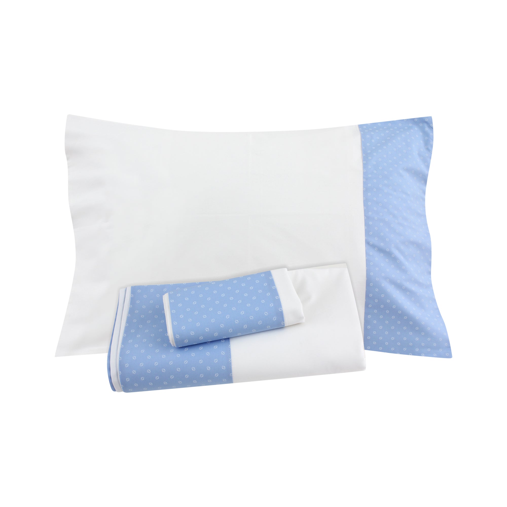 Blue Shiraz Border Sheet + Pillowcases
