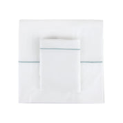 White Sheet with Light Blue Piping + Pillowcases (600 TC)